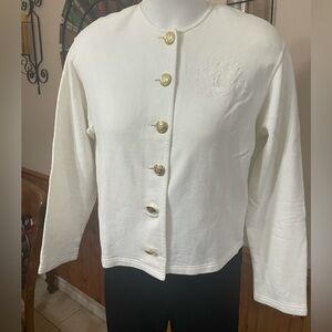 St. John Sport by Marie Gray White Jacket with Gold Buttons